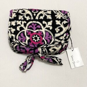 Vera Bradley Scroll Medallion Jewelry Case Purple White Black